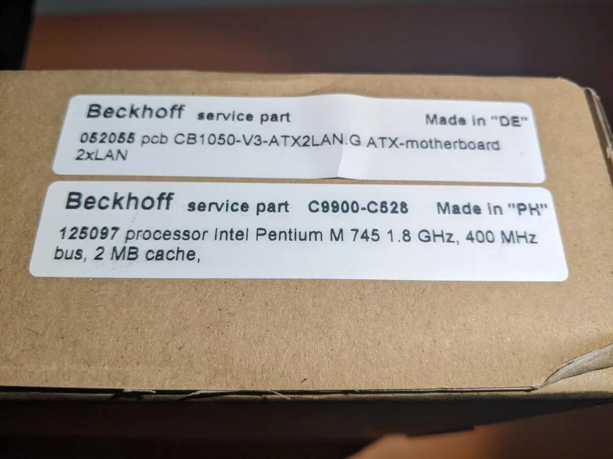 Produktfoto 1 von Beckhoff Mainboard CB1050 Industrie Motherboard mit Pentium M745 C9900-C528 NEU!