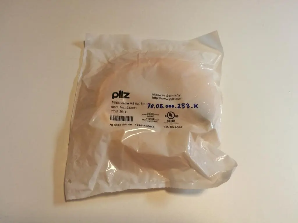 Produktfoto 1 von Pilz 533151 Kabel mit Stecker M8 8-polig 5m gelb PUR für Sicherheitssensor PSEN