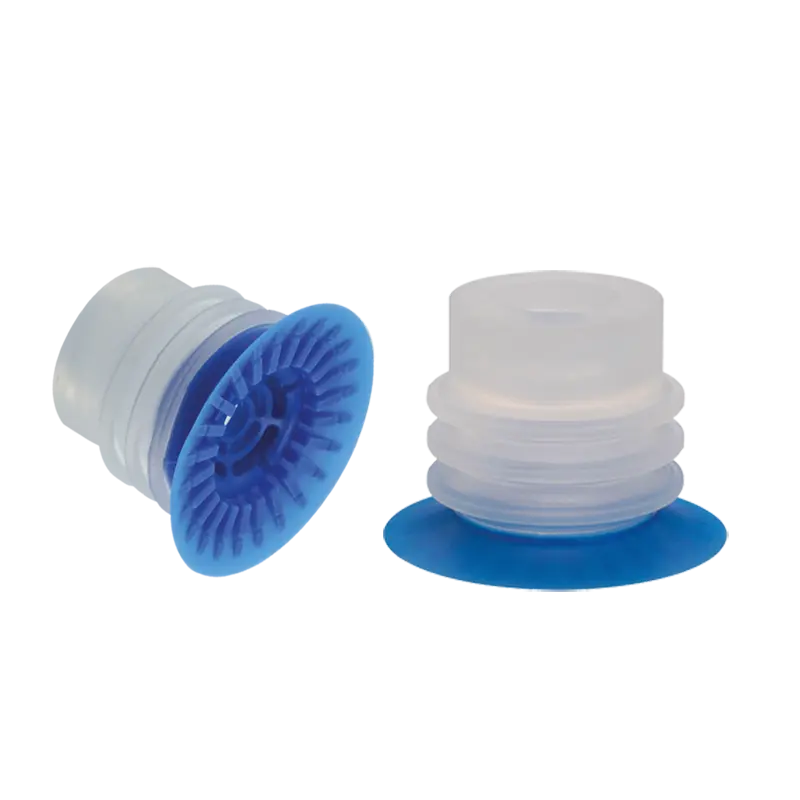 Produktfoto 1 von Balgensauger Ø 40 mm (3,5 Balgen), Silikon transparent 70° / blau 40° Shore