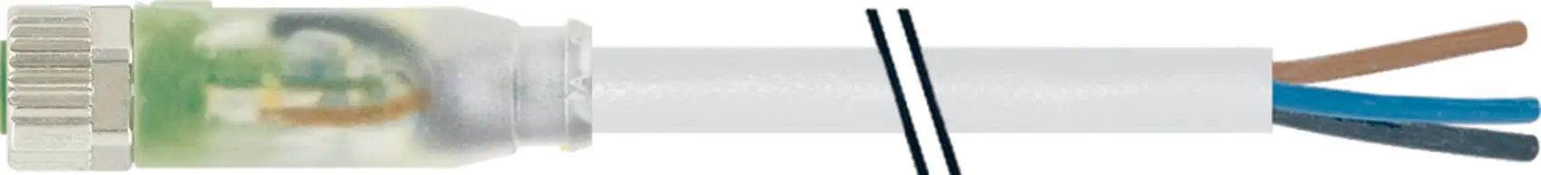 Produktfoto 1 von M8 Bu. 0° LED fr. Ltg.-ende PUR 3x0,25 gr UL CSA+robot+schleppk. 10m