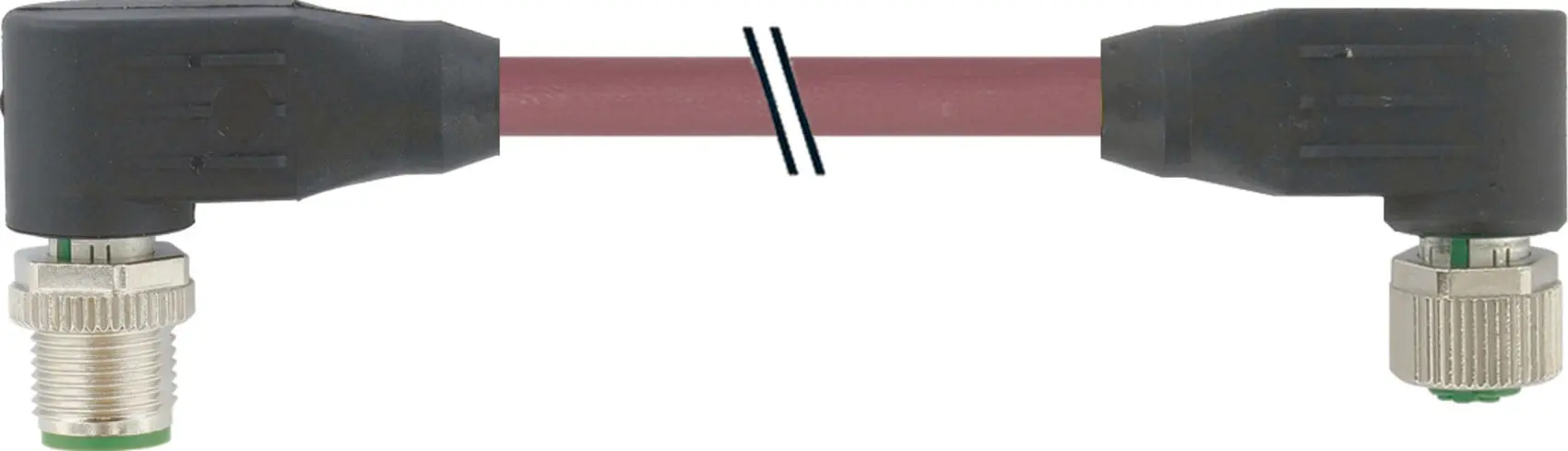 Produktfoto 1 von M12 St. gew. auf M12 Bu. gew. geschirmt b-cod. PUR-OB 1x2x0,64 geschirmt violett