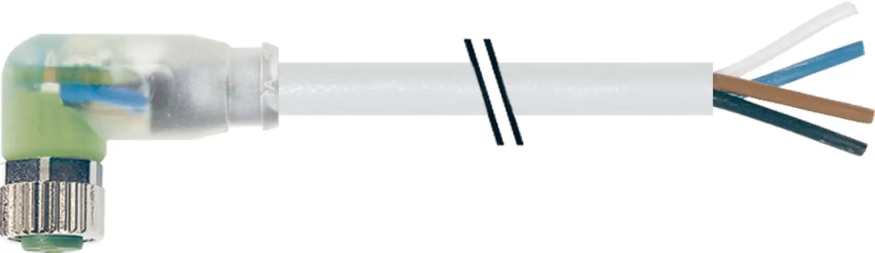 Produktfoto 1 von M8 Bu. 90° freies Ltg.-ende LED PUR 4x0.25 gr UL/CSA+schleppk. 3m