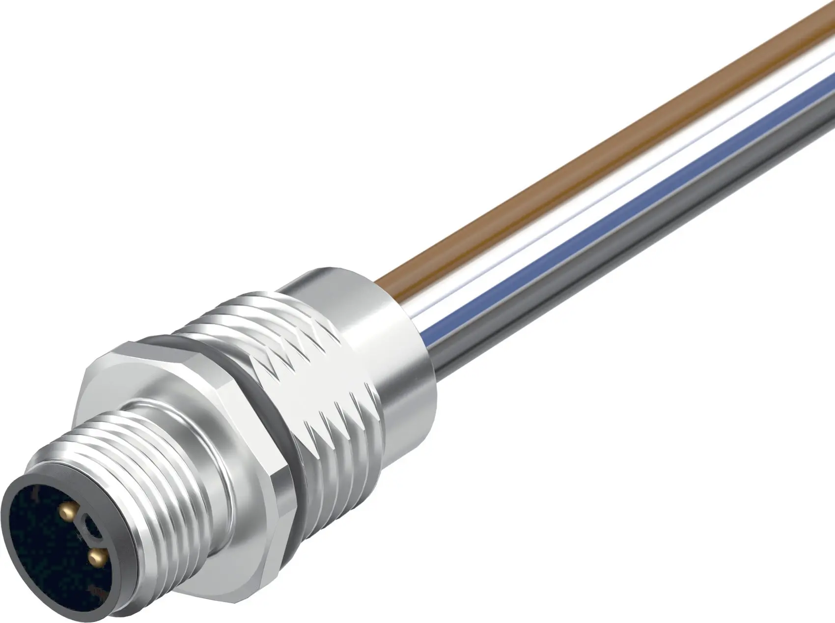 M12 Power L-kod. 4pol. Flanschstecker VWM Litzen PUR 4x1.5 0,5m
