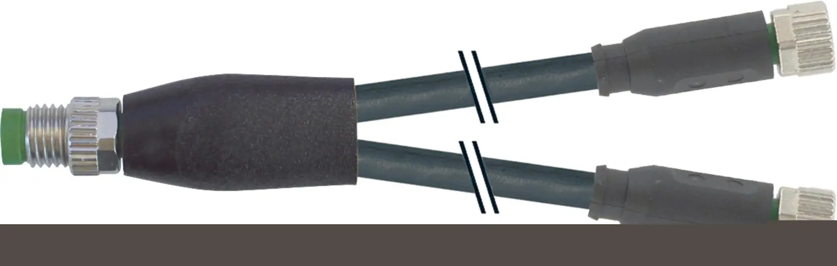 Produktfoto 1 von M8 St. Y-Verteiler / M8 Bu. 0° PUR 3x0.25 sw UL/CSA+schleppk. 0,3m