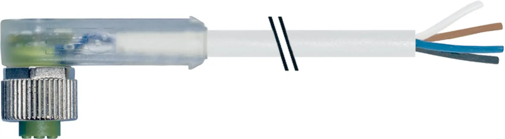 Produktfoto 1 von M12 Bu. gew. mit LED freiem Leitungsende PVC-OB 4x0,34 grau 10m Ersetzt Art.-Nr.