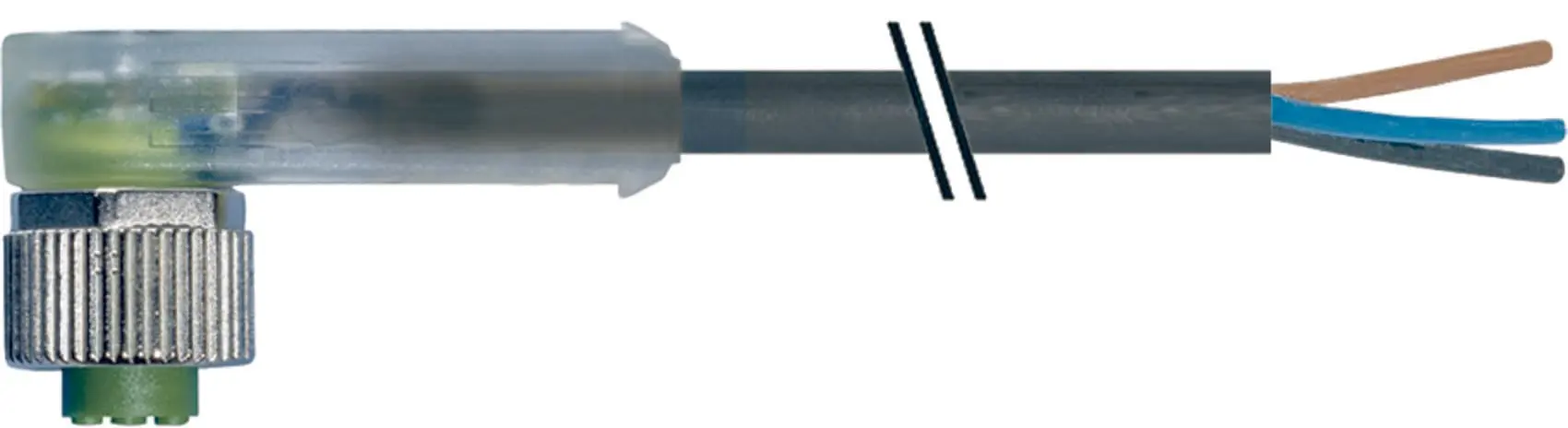 Produktfoto 1 von M12 Bu. 90° freies Ltg.-ende LED PUR 3x0.34 sw UL/CSA+schleppk. 2,5m