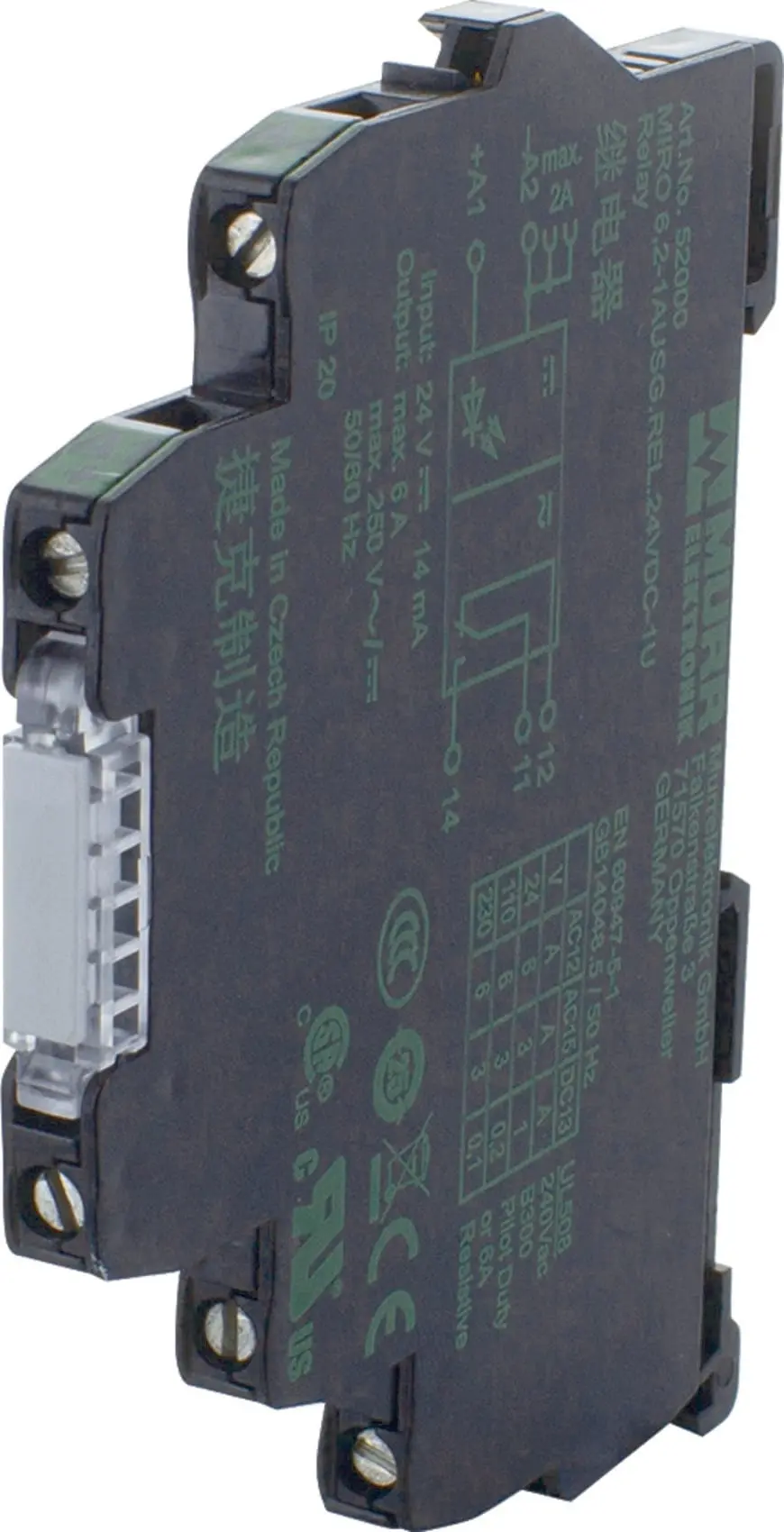 Produktfoto 1 von MIRO 6,2 230V-1U Eingangsrelais IN: 230 VAC/DC - OUT: 250 VAC/DC / 6 A 2 Wechsle