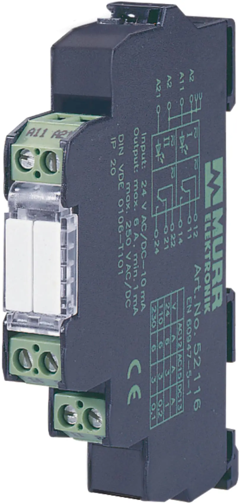 Produktfoto 1 von MIRO 12,4 24V-2S Ausgangsrelais IN: 24 V AC/DC - OUT: 250 VAC/DC / 6 A 2