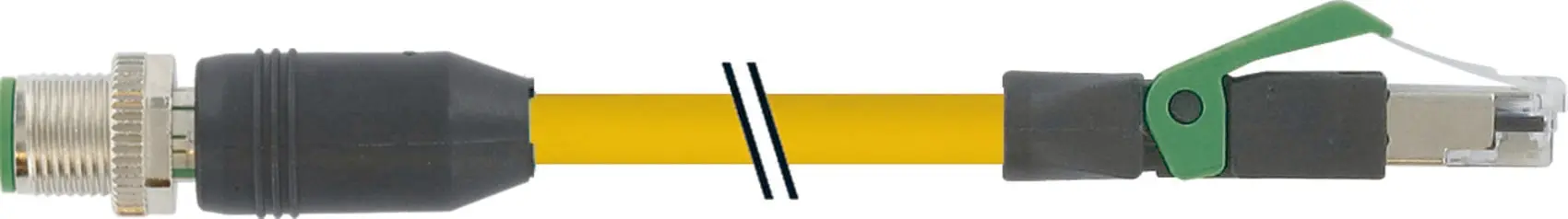 Produktfoto 1 von M12 St. ger. RJ45 gerade, geschirmt, Ethernet 675 PUR 2x2xAWG22 shielded
