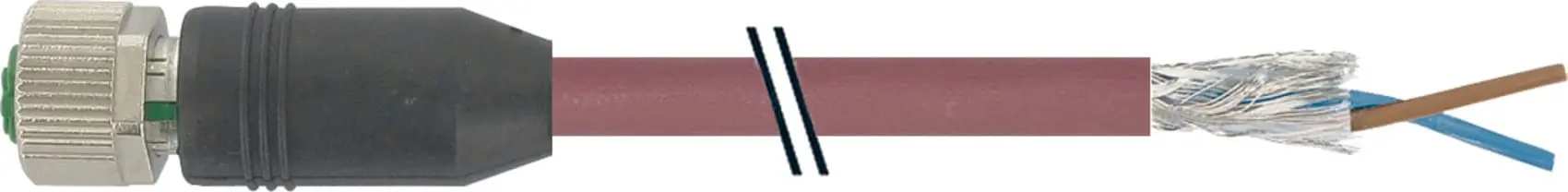 Produktfoto 1 von M12 Bu. ger. geschirmt b-cod., freies Lt g.-endenPUR-OB 1x2x0,64 geschirmt