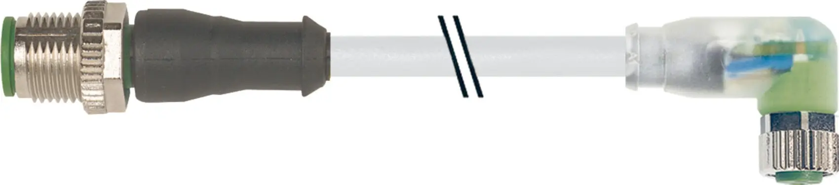Produktfoto 1 von M12 St. ger. auf M8 Bu. gew. mit LED PUR -OB 3x0,25 grau schleppk. 0,6m