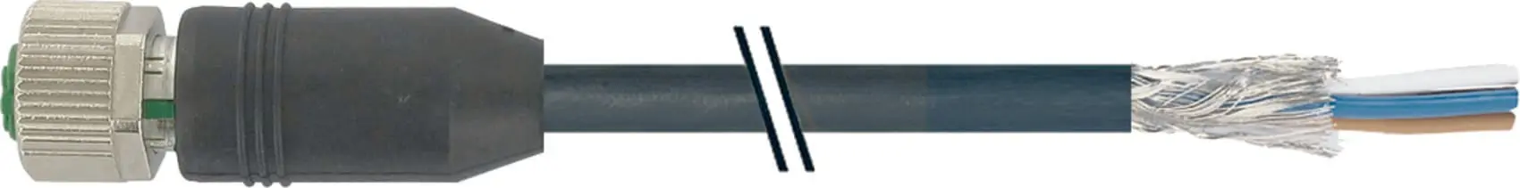 Produktfoto 1 von M12 Bu. 0° geschirmt freies Ltg.-ende PVC 4x0.34 geschirmt sw UL/CSA 5m