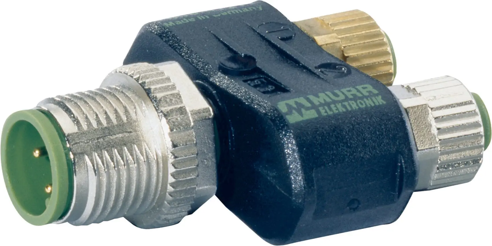 Produktfoto 1 von T-Stück SlimLine M12-St 3pol / 2x M8-Bu 3pol