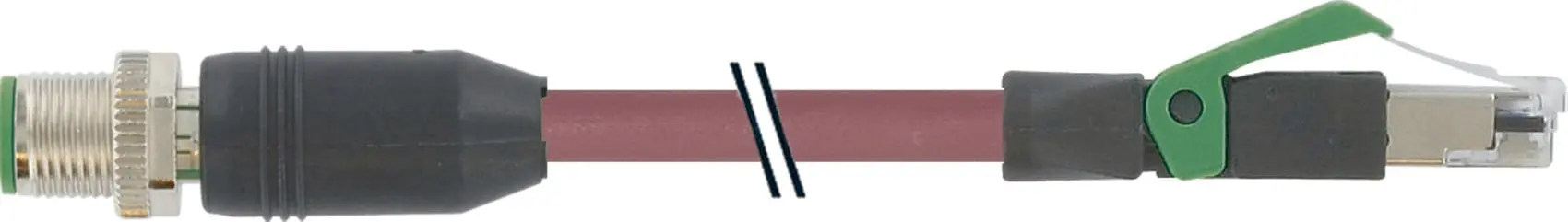 Produktfoto 1 von M12 St. 0°/RJ45 St.0° geschirmt Ethernet PUR 2x2xAWG22 geschirmt vt 15m