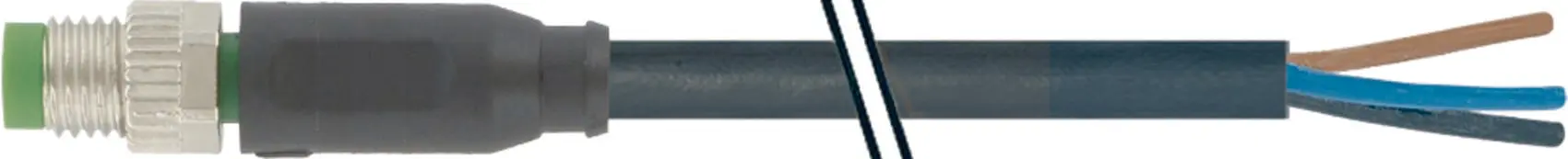 Produktfoto 1 von M8 St. ger. mit freiem Leitungsende PVC-OB 3x0,25 schwarz 0,3m