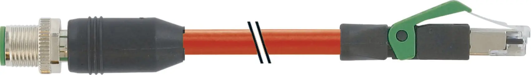 Produktfoto 1 von M12 St. 0°/RJ45 St. 0° Ethern. PUR 2x2xAWG22/7 rt UL CSA+schl.10m