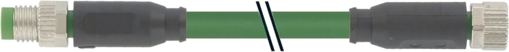 Produktfoto 1 von M8 St. ger. auf Bu. M8 ger. geschirmt 791 PUR 1x4xAWG26 shielded gn 7.5