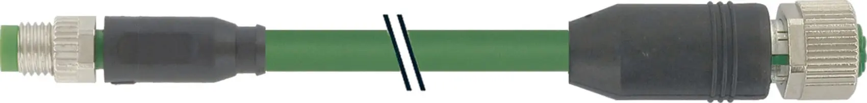 Produktfoto 1 von M8 St. 0° / M12 Bu. 0° gesch. Ethercat PUR 1x4xAWG26 geschirmt gn 2m