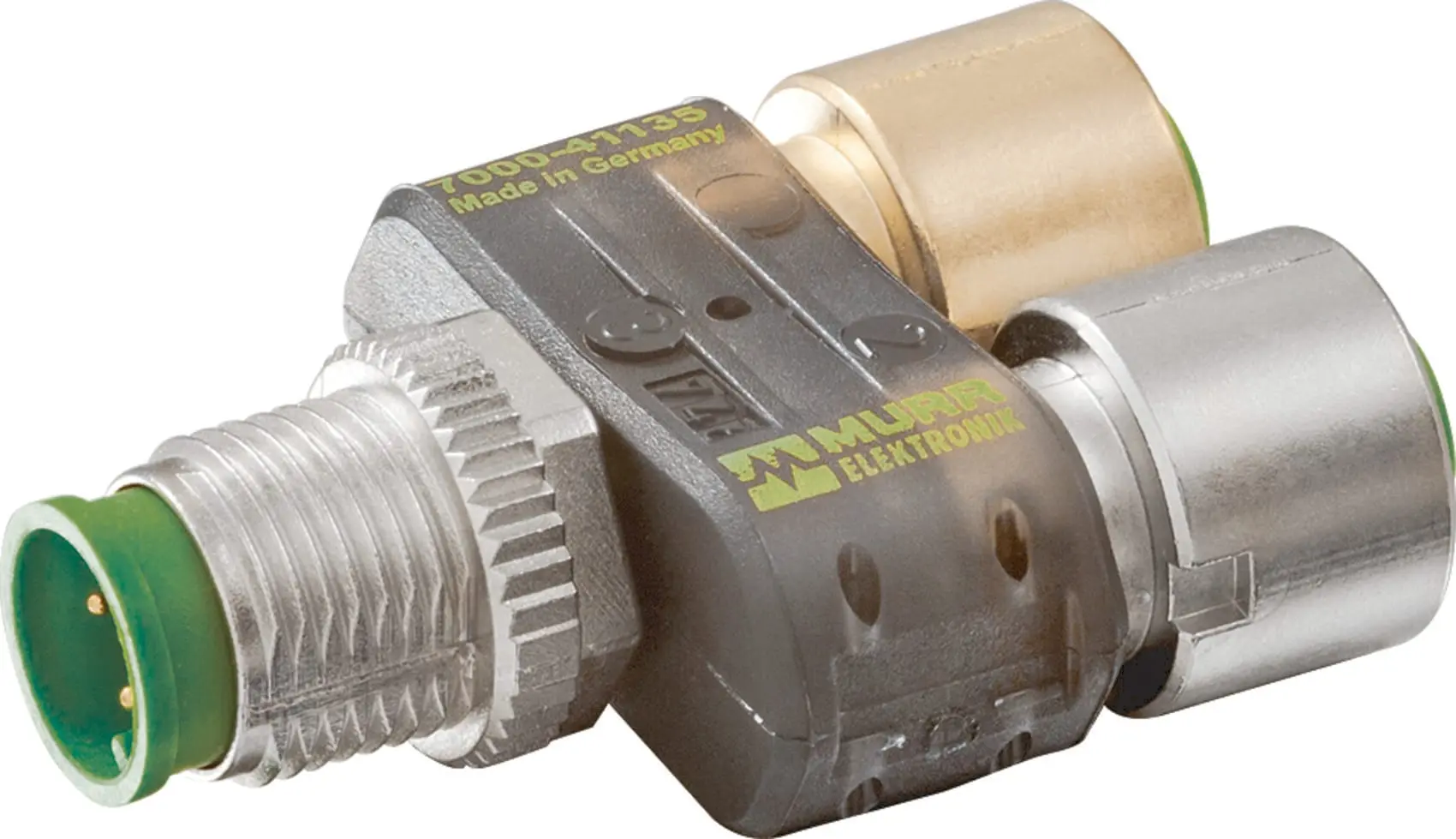 Produktfoto 1 von T-Stück SlimLine (LED) M12-St 5pol/ 2x M12-Bu 4pol