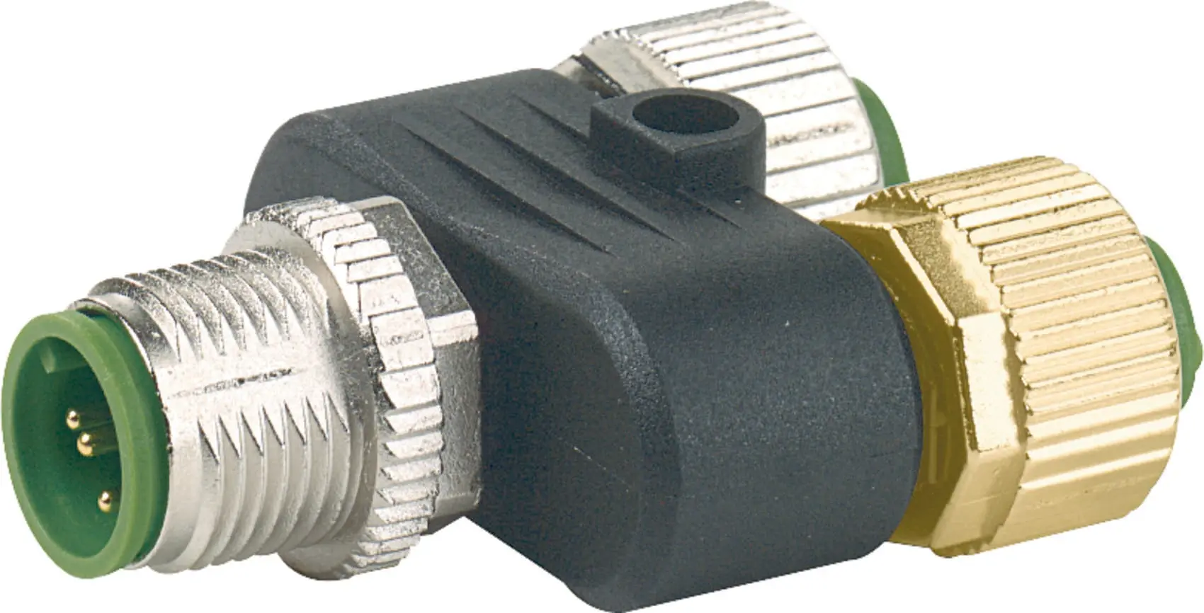 Produktfoto 1 von T-Stück 5pol.St./Bu.M12 geschirmt,Parall elfunktion