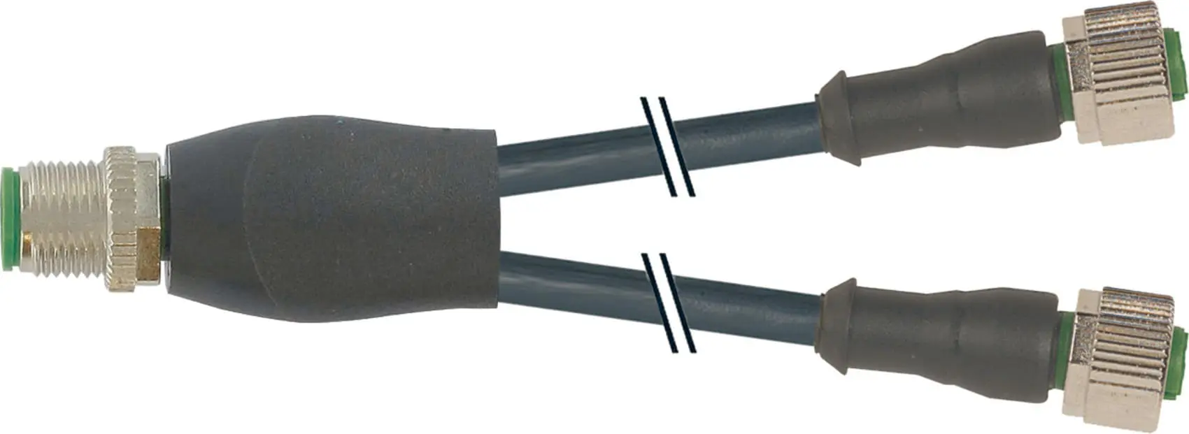 Produktfoto 1 von M12 Y-Verteiler auf M12 Bu. ger. PUR-OB 3x0,34 schwarz UL, CSA 0,3m