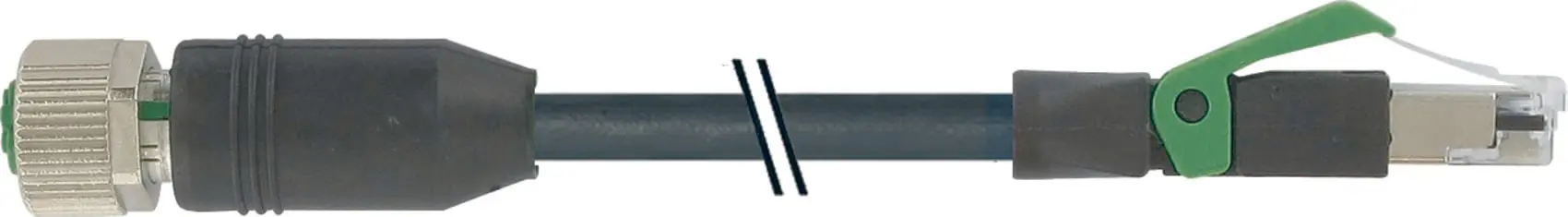 Produktfoto 1 von M12 Bu. 0°/RJ45 St.0° geschirmt Ethernet PUR 2x2xAWG22 geschirmt sw 13m