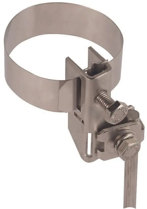 Produktfoto 1 von Antennen-Bandrohrschelle D 27-89mm NIRO m. Anschluss f. Rd 6-8/10 od. 4-50qmm
