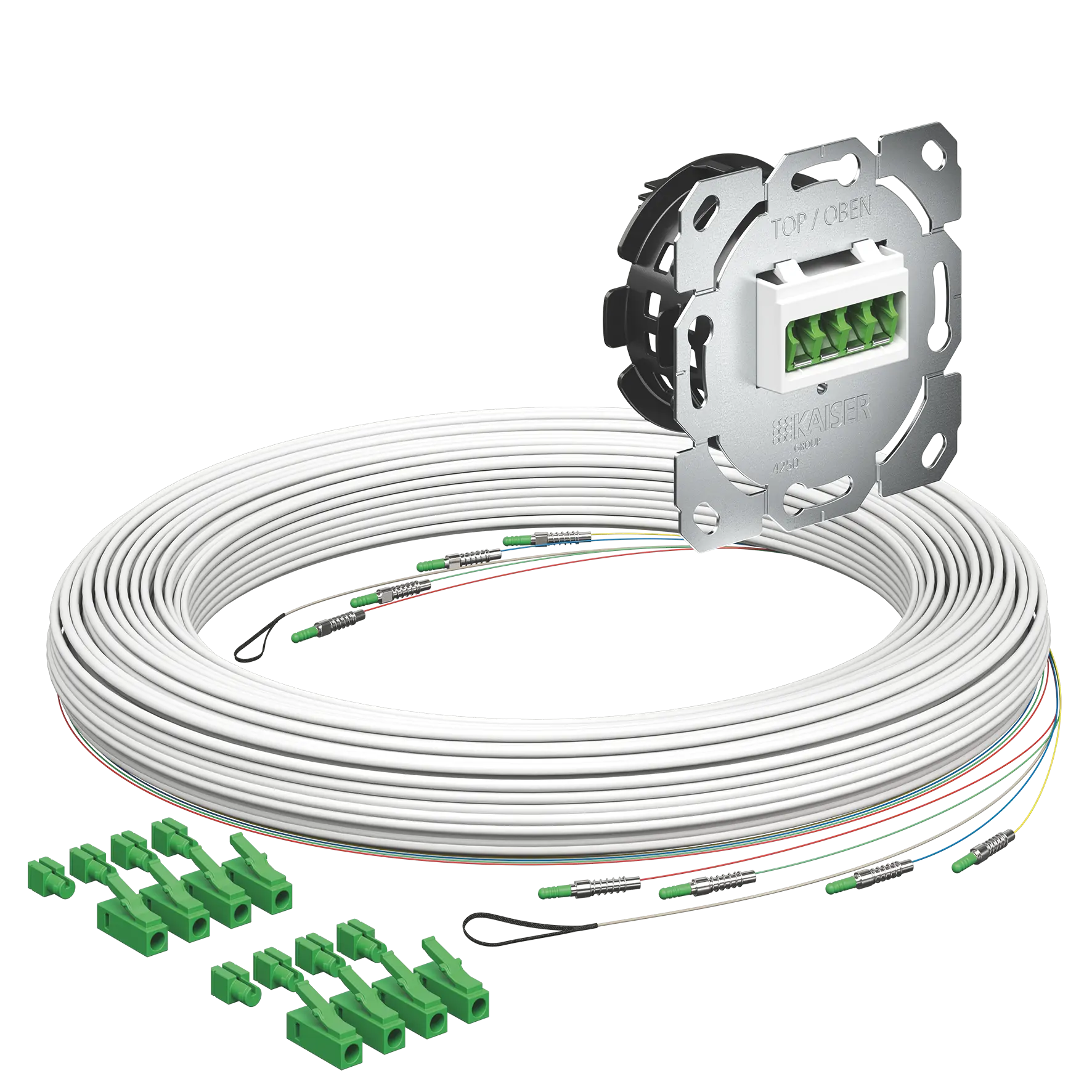 Produktfoto 1 von Teilnehmeranschluss Gf-TA E3S Connect® Unterputz, 4xF, LC/APC DX, L=30m, Gf-GV