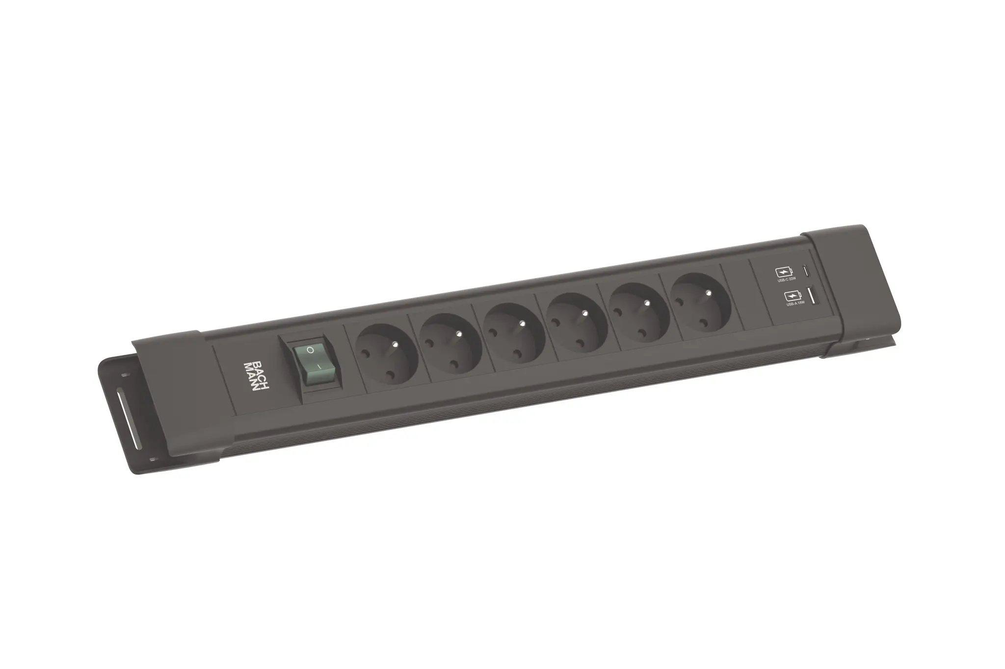 Produktfoto 1 von CONNECTUS 6xUTE 1xSchalter 1xUSB A/C 22W 2,0m CEE7/7 Schwarz