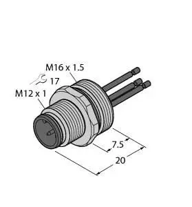 Produktfoto 1 von Zubehör für Aktuator-/Sensorleitungen Flanschstecker m.Litzen, Vorderwandmont.