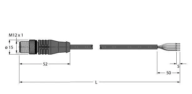 Produktfoto 1 von Anschlussleitung Stecker M12x1, Hochtemperaturfest