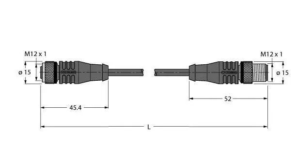 Produktfoto 1 von Verbindungsleitung Kupplung M12x1 Stecker M12x1, Hochtemperaturfest
