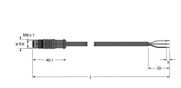 Produktfoto 1 von Anschlussleitung Stecker M8x1, Hochtemperaturfest