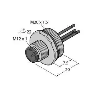 Produktfoto 1 von Zubehör für Aktuator-/Sensorleitungen, Flanschstecker mit Litzen