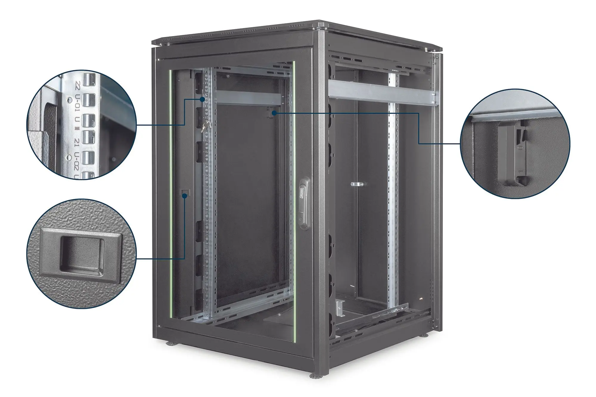 Produktfoto 1 von DIGITUS 22HE Netzwerkschrank 1164x800x800mm sw RAL9005