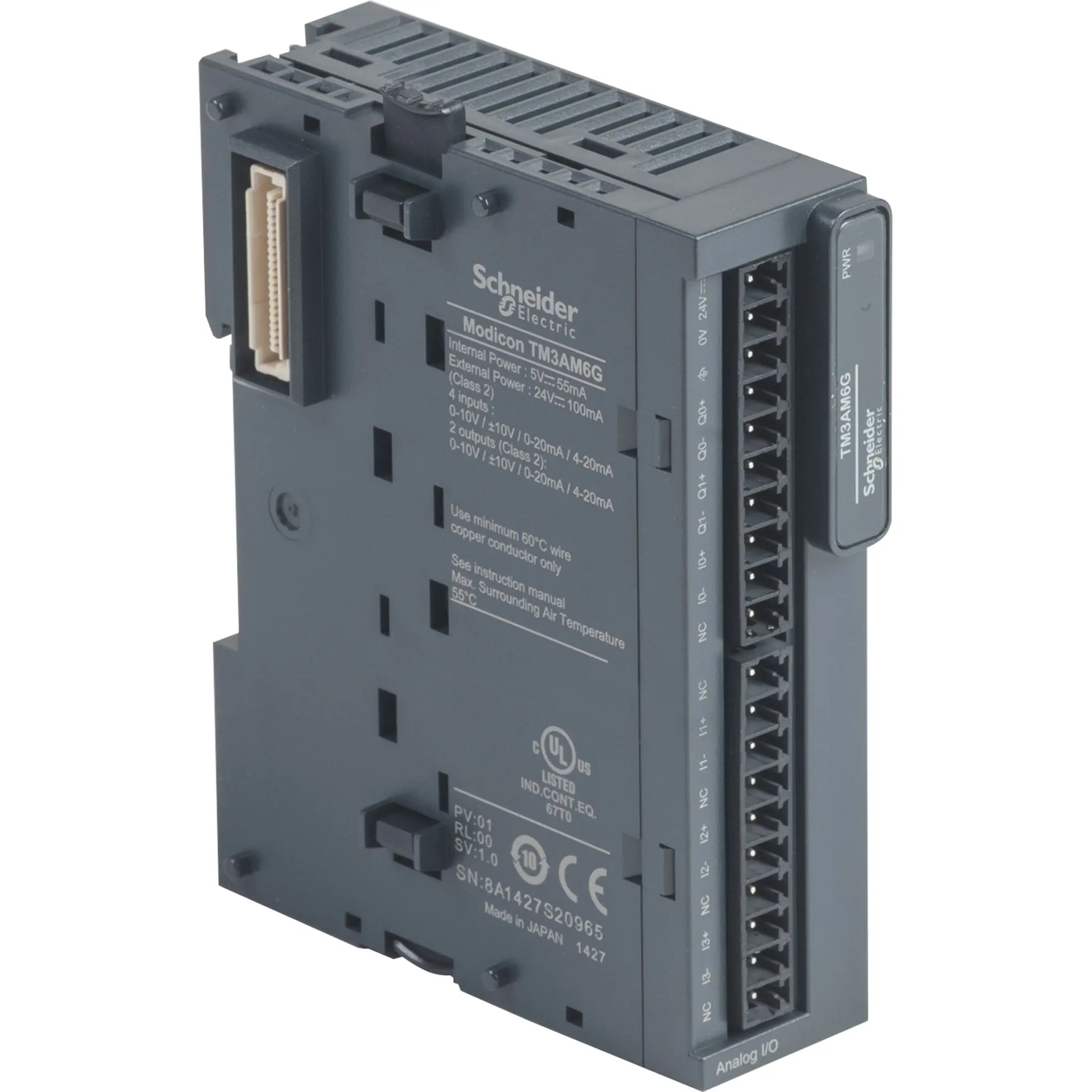 Produktfoto 1 von E/A-Erweiterung TM3 EA-Modul 4 analog Ein.2 analog Aus.Spannung/Strom Federzug