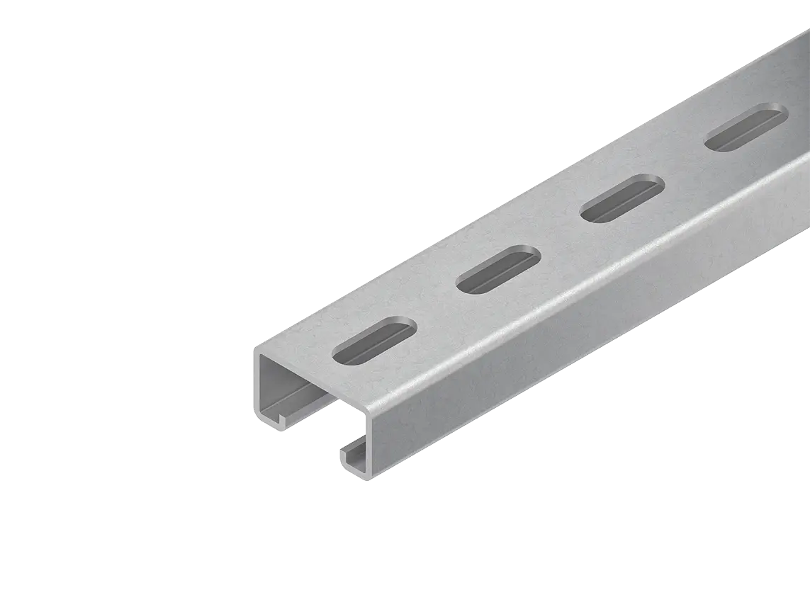 Produktfoto 1 von Ankerschiene, C-Profil SW 22 mm 48x26x200 mm gelocht feuerverzinkt