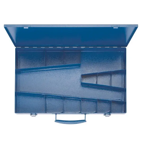 Produktfoto 1 von Stahlblechkasten ohne Inhalt, 12 kleinere u. 1 größeres Leerfach, 400x250