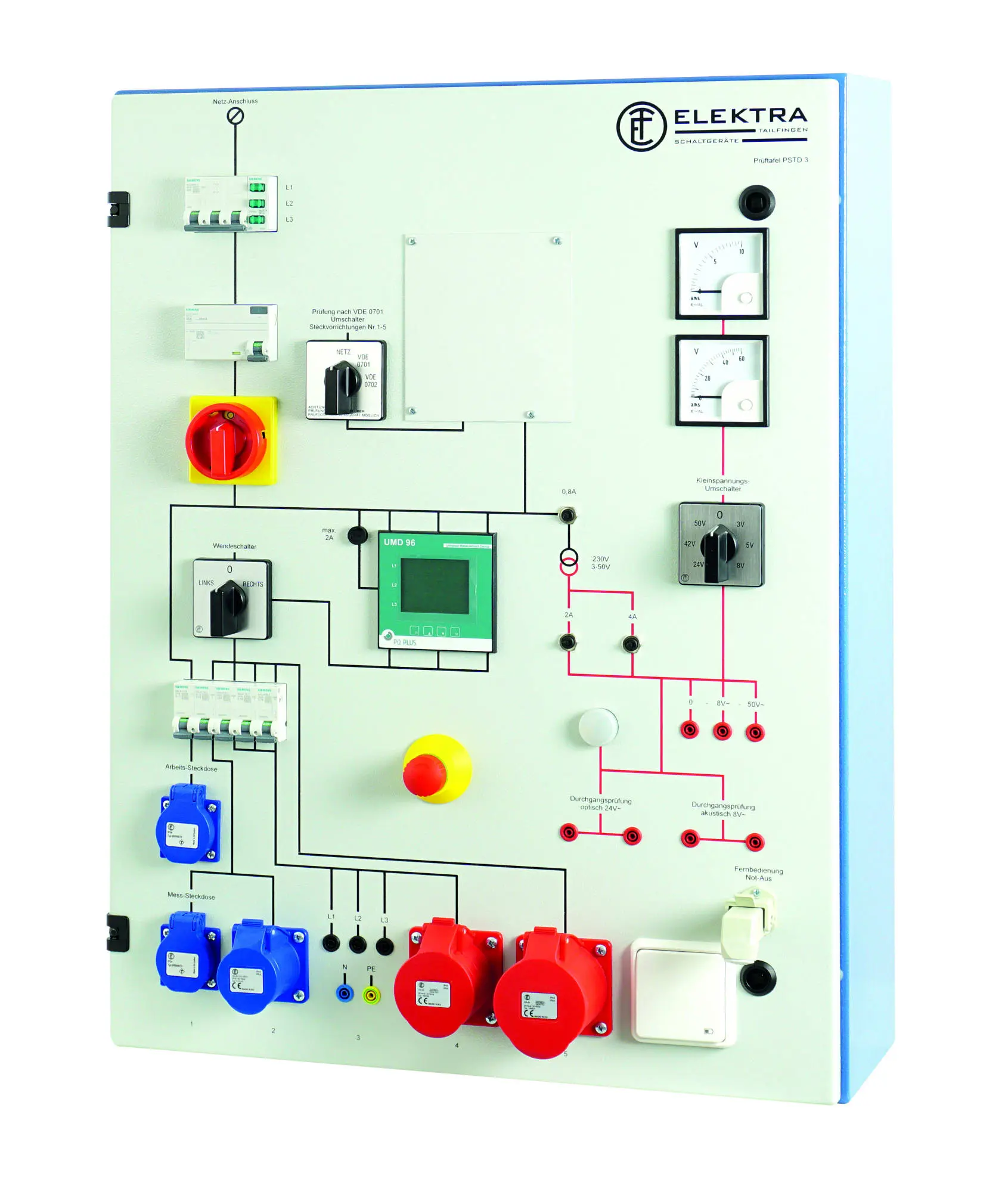 Produktfoto 1 von Prüftafel PSTD 3 O m.digitalem Multif.messg. Ausf. o.Gerätet. DIN VDE 0