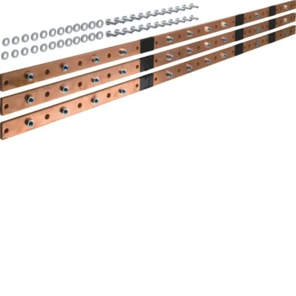 Produktfoto 1 von CU-Schiene,universN,40x10mm,6feldig,für 9Trennerleisten NH1-3, (3Stk)