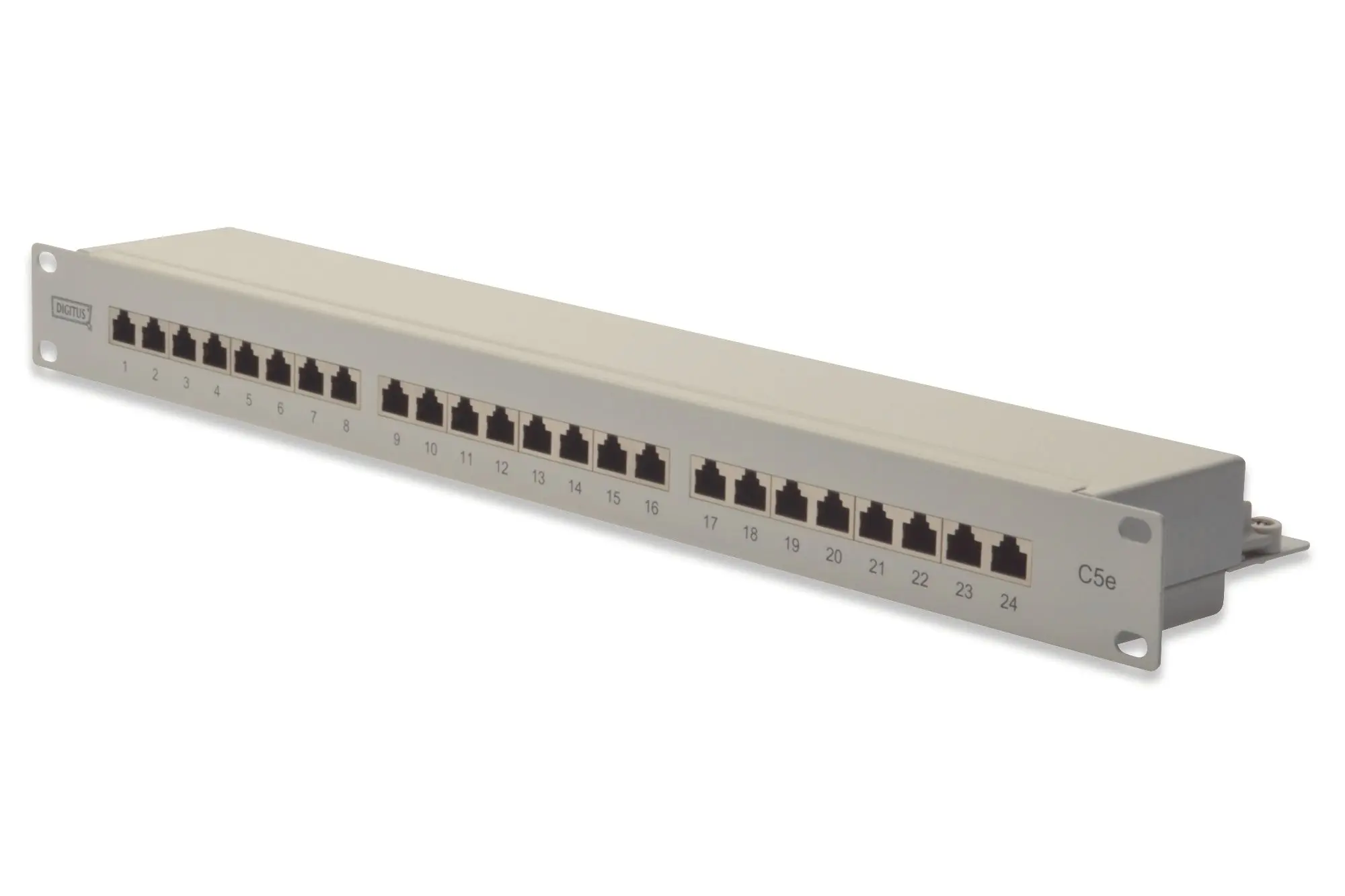 Produktfoto 1 von CAT 5e Klasse D Patch Panel geschirmt 24-Port RJ45 1HE Rack Mount grau