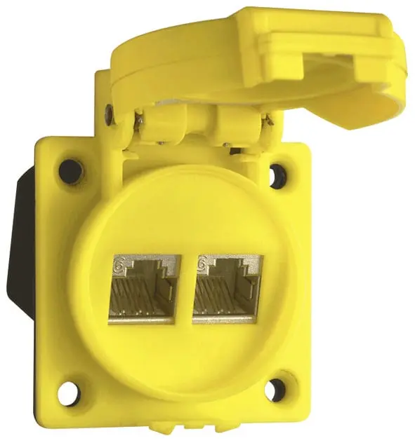 Produktfoto 1 von Einbausteckdose IP55 Zugang 2x Schneidklemmen-Technik Abgang 2xRJ45 C6