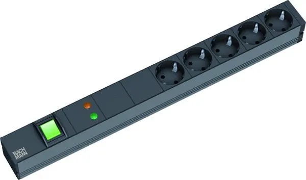 Produktfoto 1 von 19" 1HE 5xSchuko 1xGVS Strom 2m Schuko