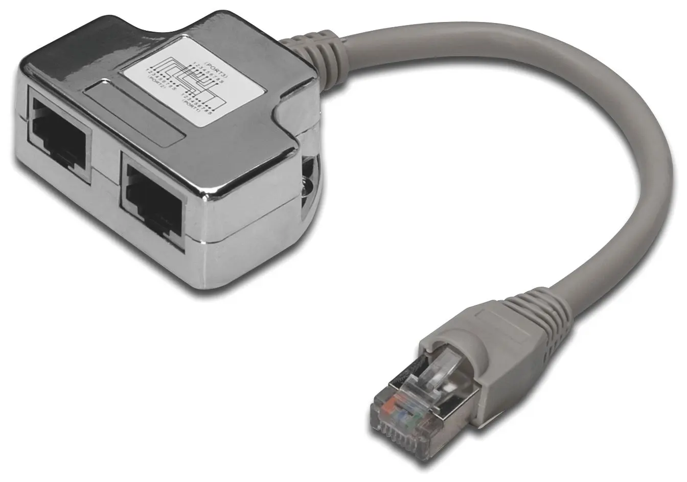 Produktfoto 1 von CAT 5e Patchkabel-Adapter geschirmt 2xRJ45-Bu zu 1x RJ45-St Kabellänge 0,19m