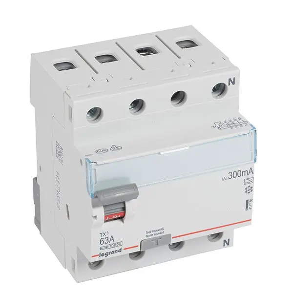 Produktfoto 1 von TX3 FI-Schalter 63A, 4-polig, 300mA, Typ A, 400VAC, 4TE