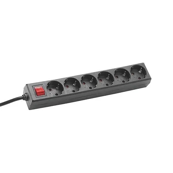 SELLY 6xSchuko schwarz 1xSchalter Strom 1