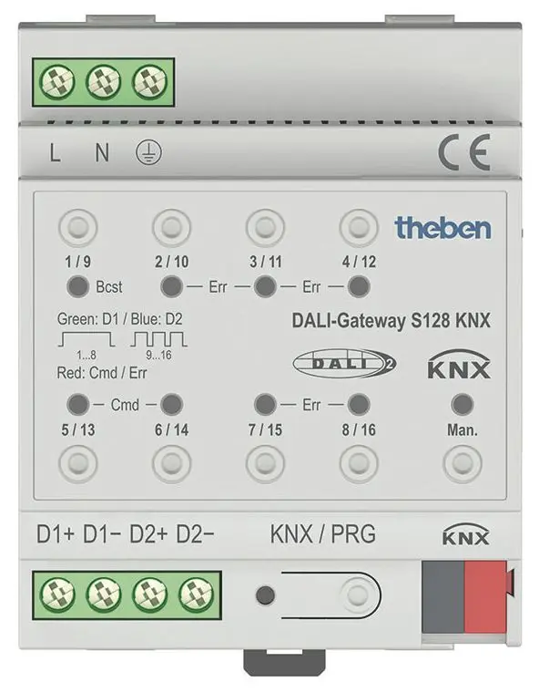 Produktfoto 1 von 2-fach DALI-Gateway KNX KNX TP, für 2x64 DALI-Leuchten