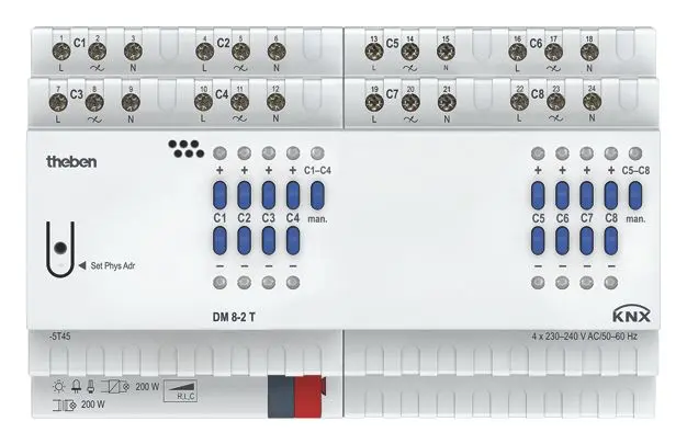 Produktfoto 1 von 8-fach KNX-Universal-Dimmaktor 200 W, KNX TP, Data Secure