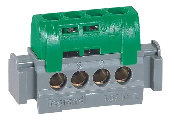 Produktfoto 1 von Klemmenleiste IP 20, grün,4x1,5 bis 16mm², L:47mm