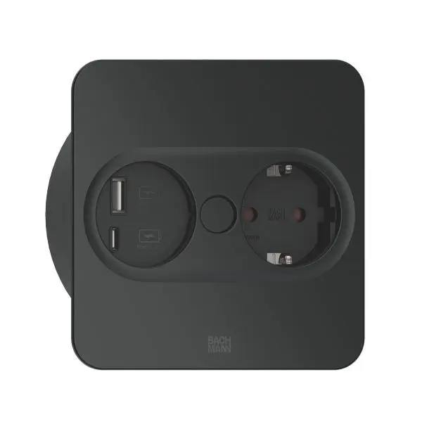 TWIST 2 1xCEE7/3 1xUSB A/C 22W 2,0m AEH RAL9005 30GE eckig